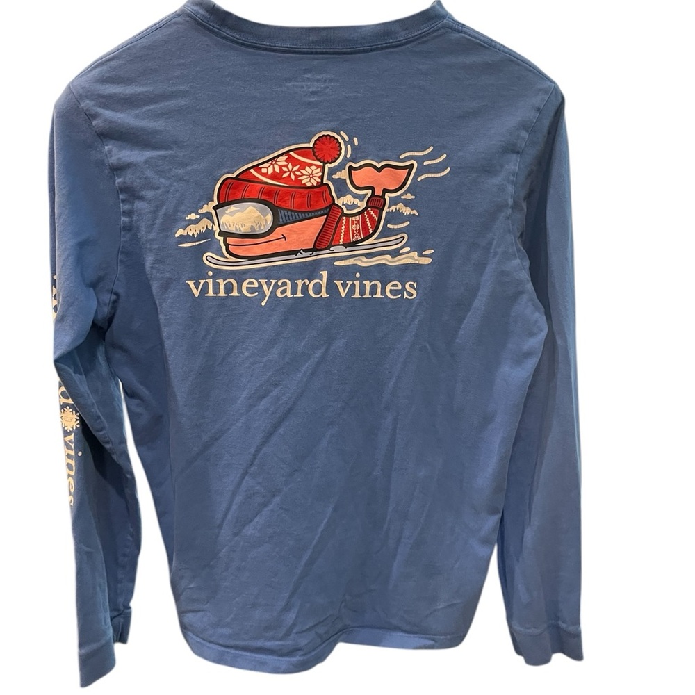 Vineyard Vines XL boys tshirt Ski‎ Snowboard Whale Blue